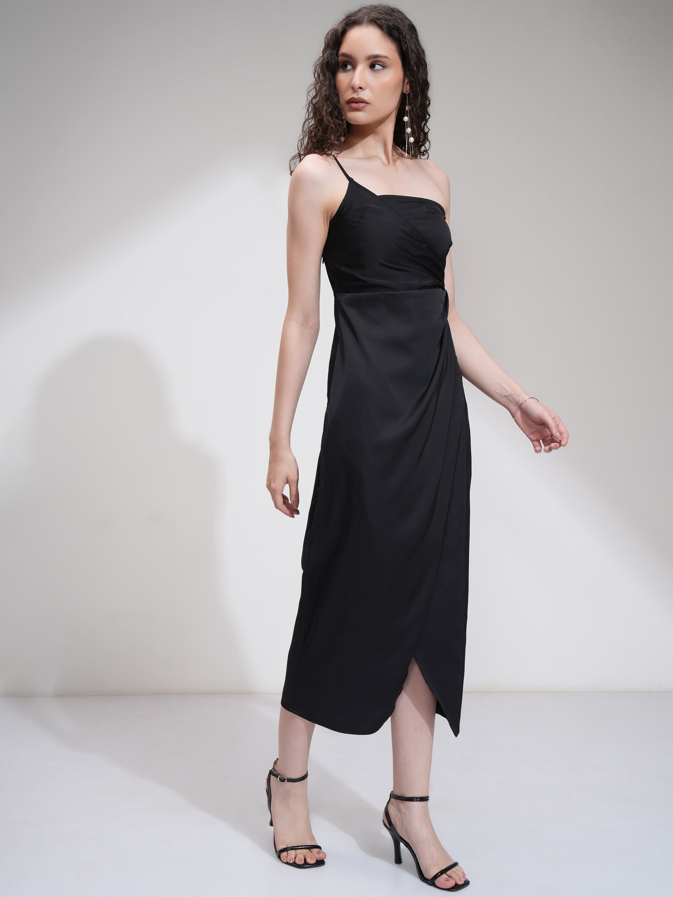Tokyo Talkies Women Black Solid Fit And Flare Dress - Black - Image 4