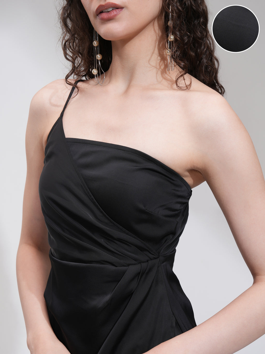 Tokyo Talkies Women Black Solid Fit And Flare Dress - Black - Image 5