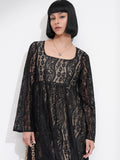 Tokyo Talkies Women Black Self Design Fit And Flare Dress - Black - Image 1