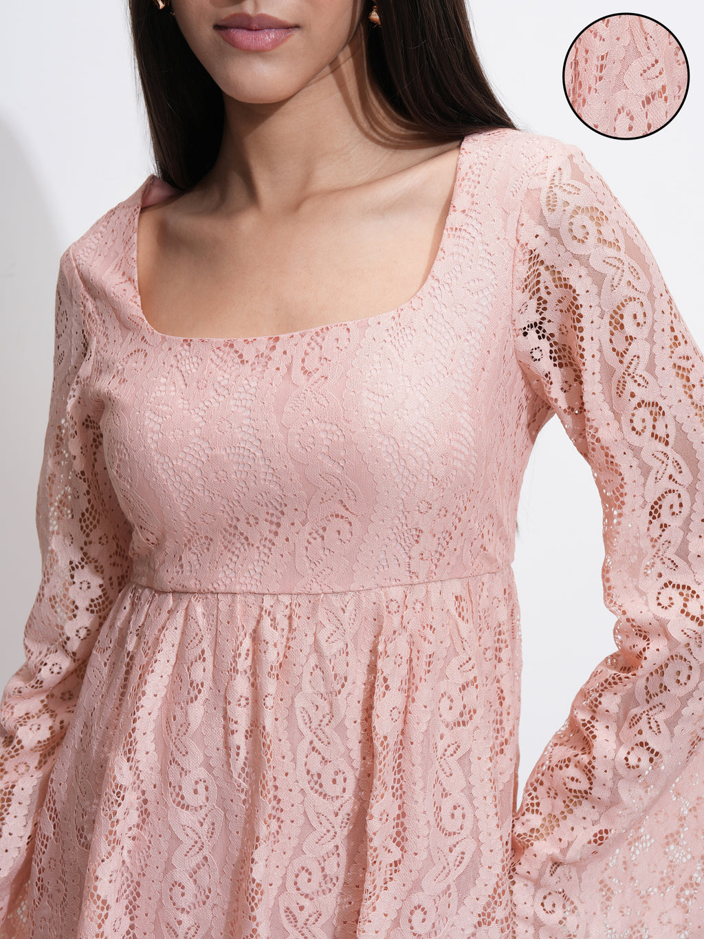 Tokyo Talkies Women Pink Self Design Fit and Flare Dress - Pink - Image 5