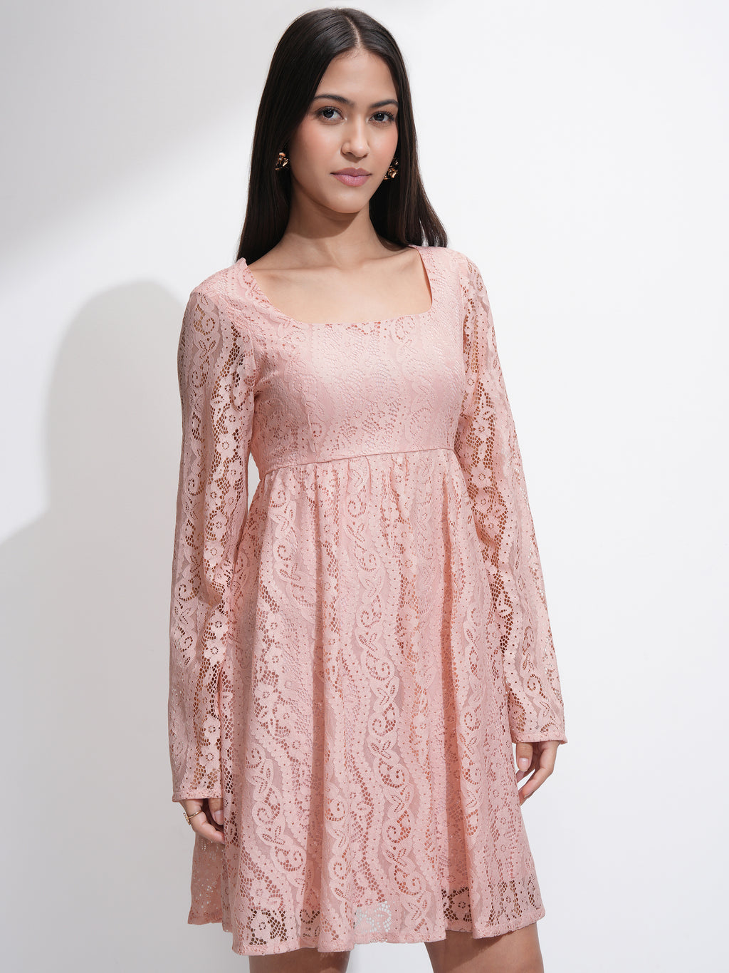 Tokyo Talkies Women Pink Self Design Fit and Flare Dress - Pink - Image 6
