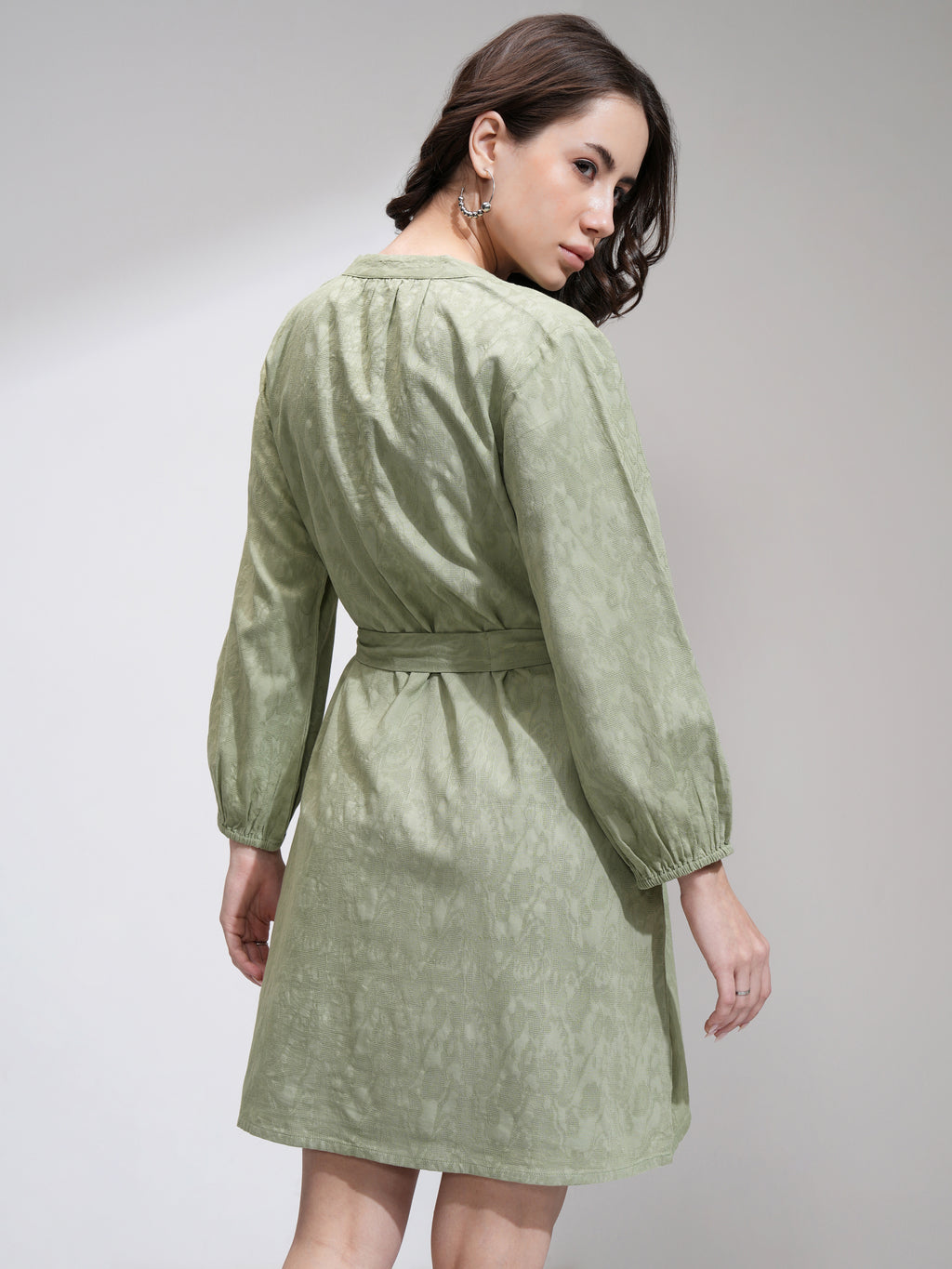 Tokyo Talkies Women Green Solid A-Line Dress - Green - Image 3