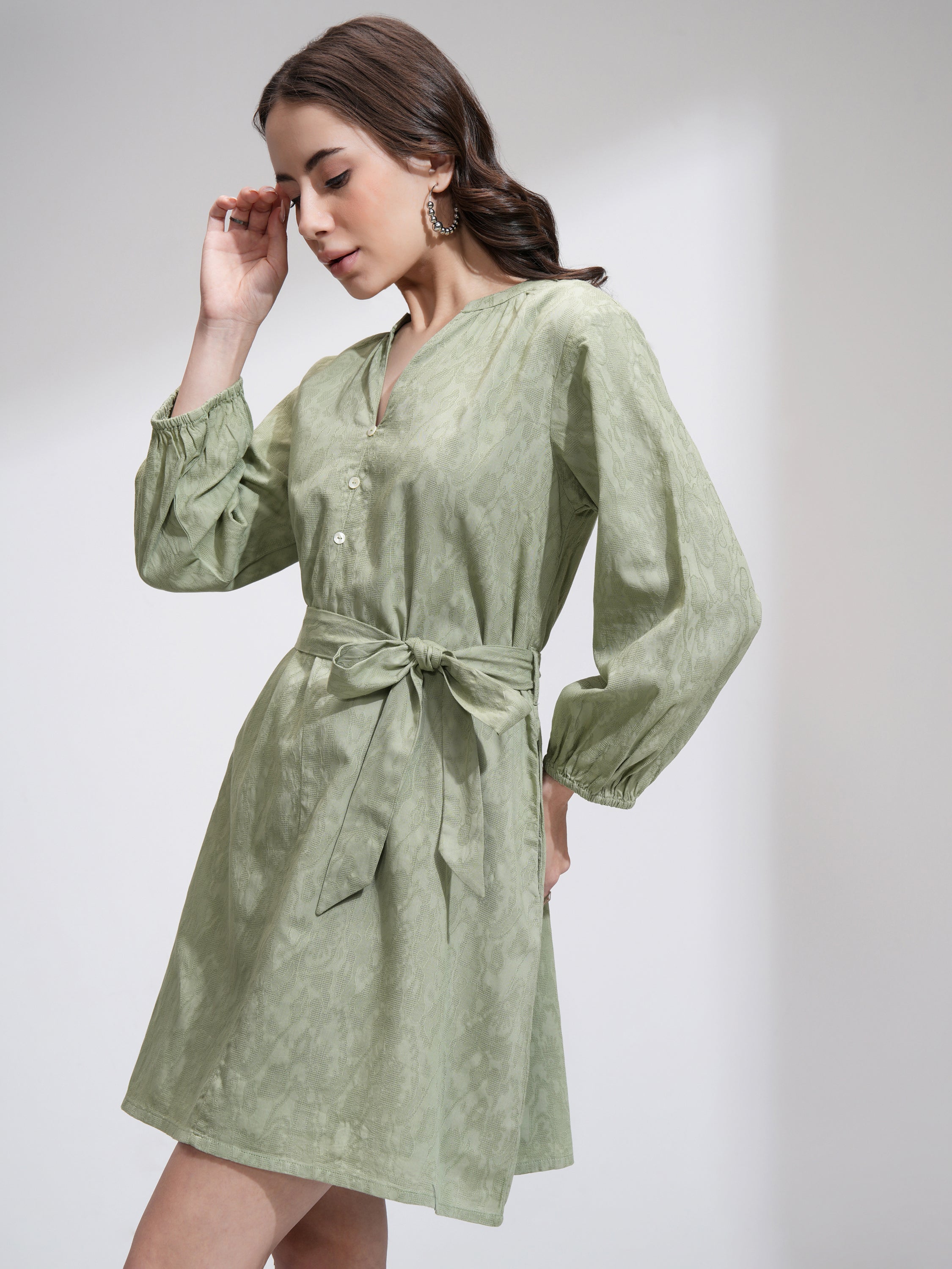 Tokyo Talkies Women Green Solid A-Line Dress - Green - Image 4