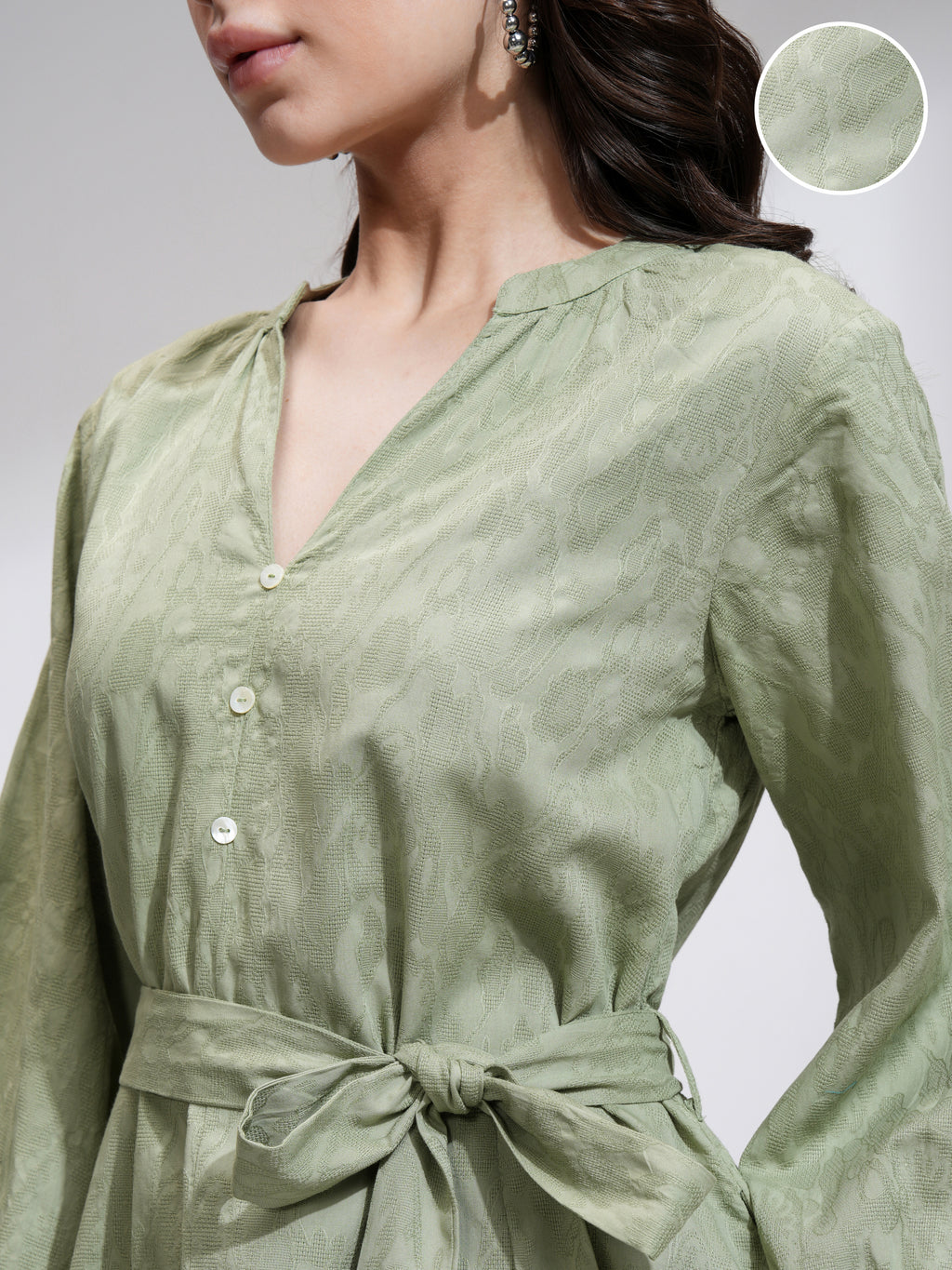 Tokyo Talkies Women Green Solid A-Line Dress - Green - Image 5