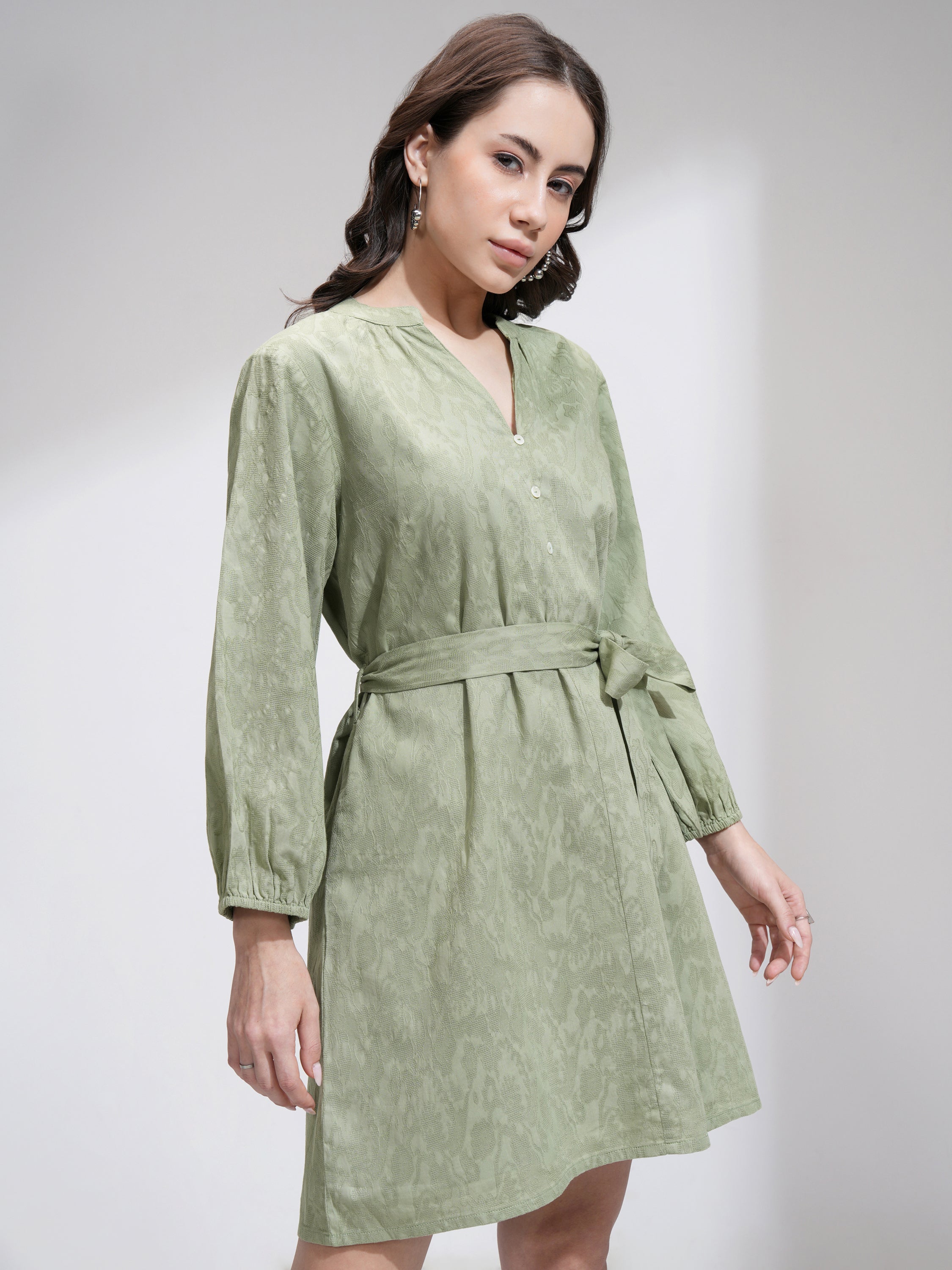 Tokyo Talkies Women Green Solid A-Line Dress - Green - Image 6
