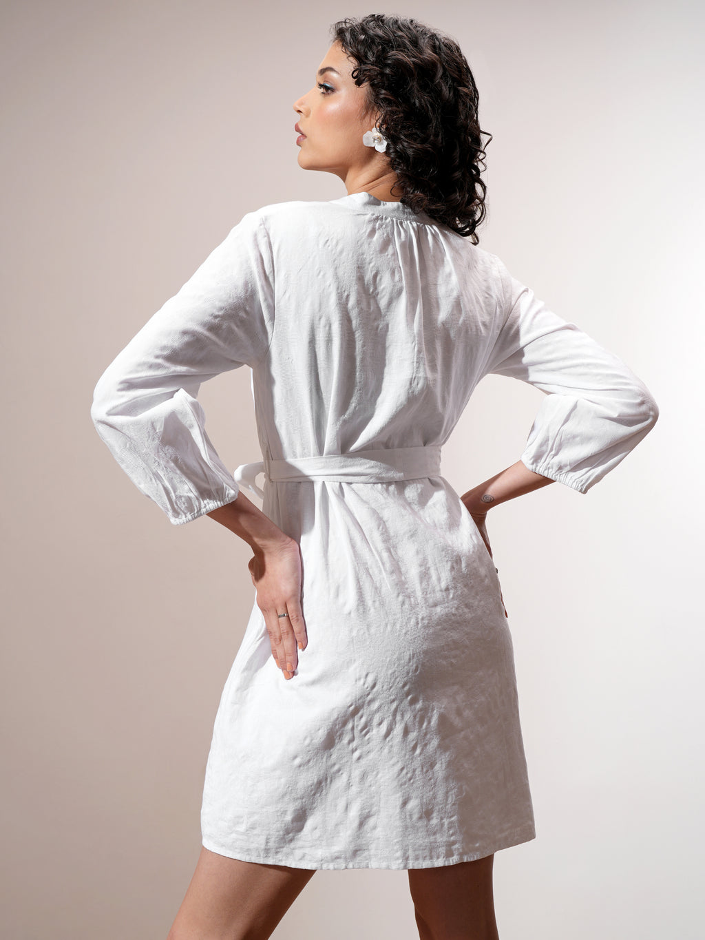 Tokyo Talkies Women White Solid A-Line Dress - White - Image 3