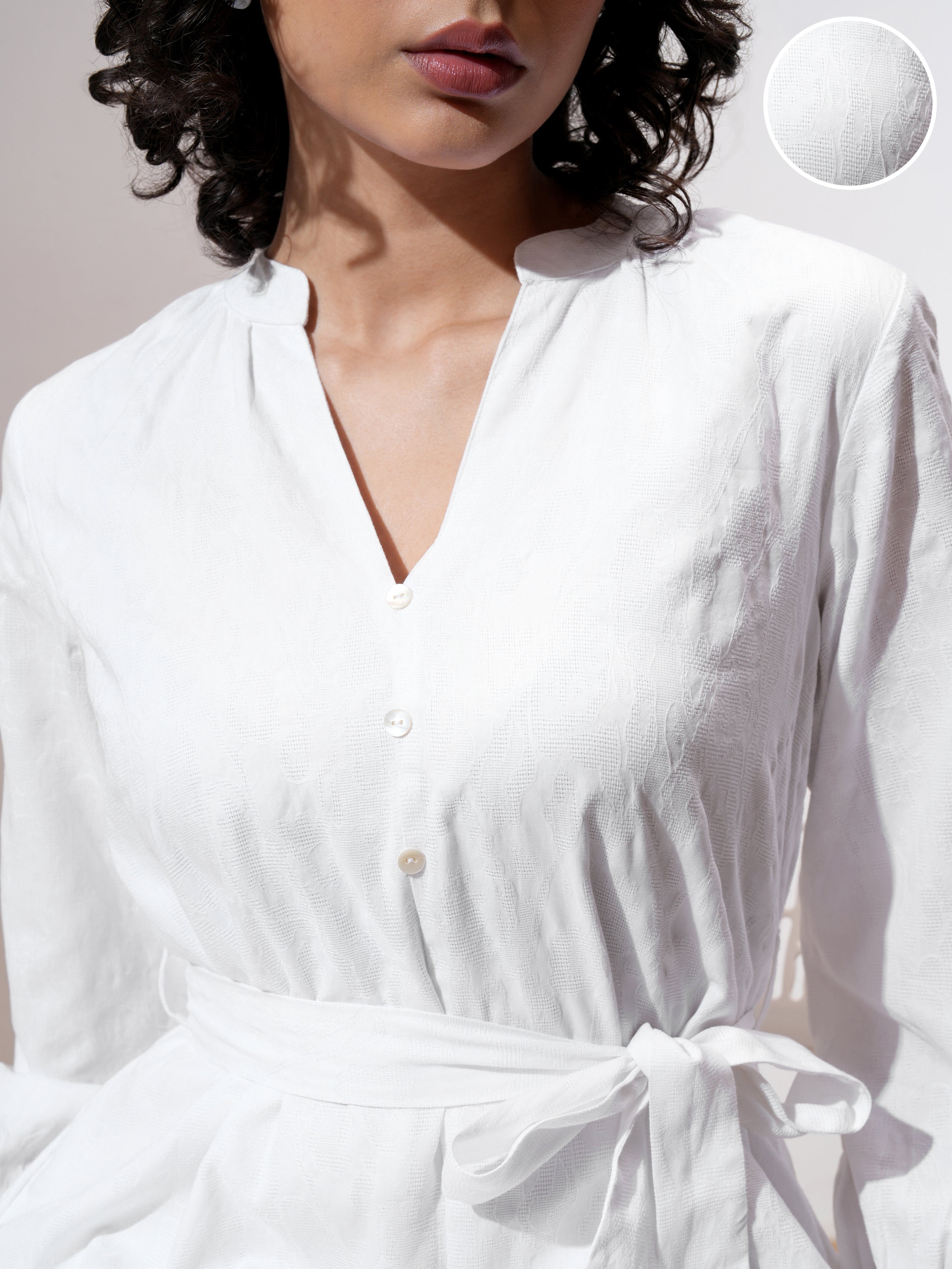 Tokyo Talkies Women White Solid A-Line Dress - White - Image 5