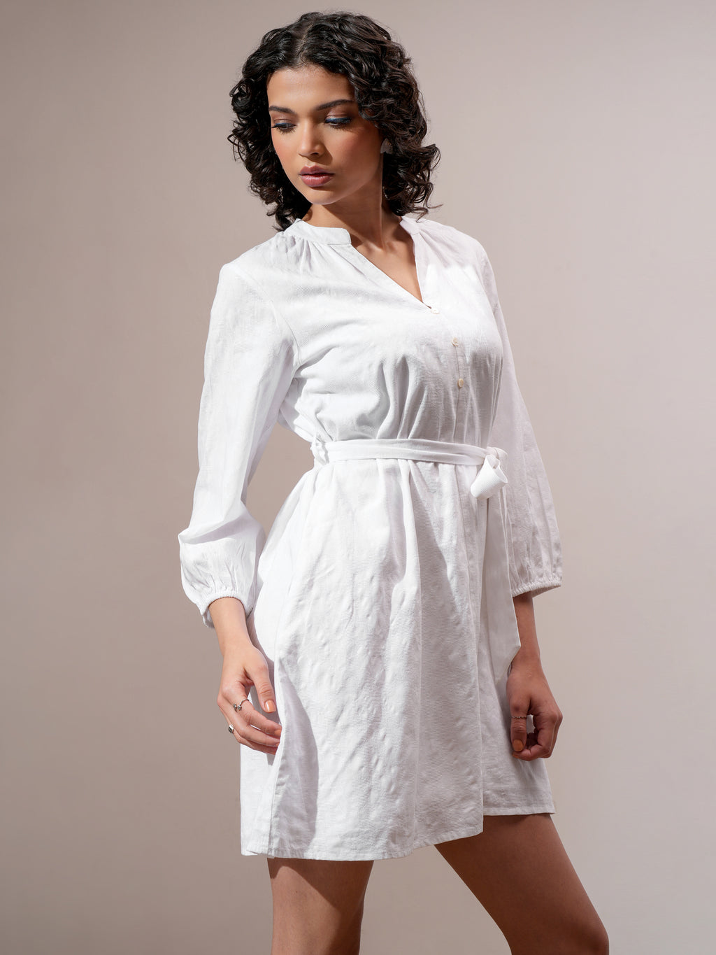 Tokyo Talkies Women White Solid A-Line Dress - White - Image 6
