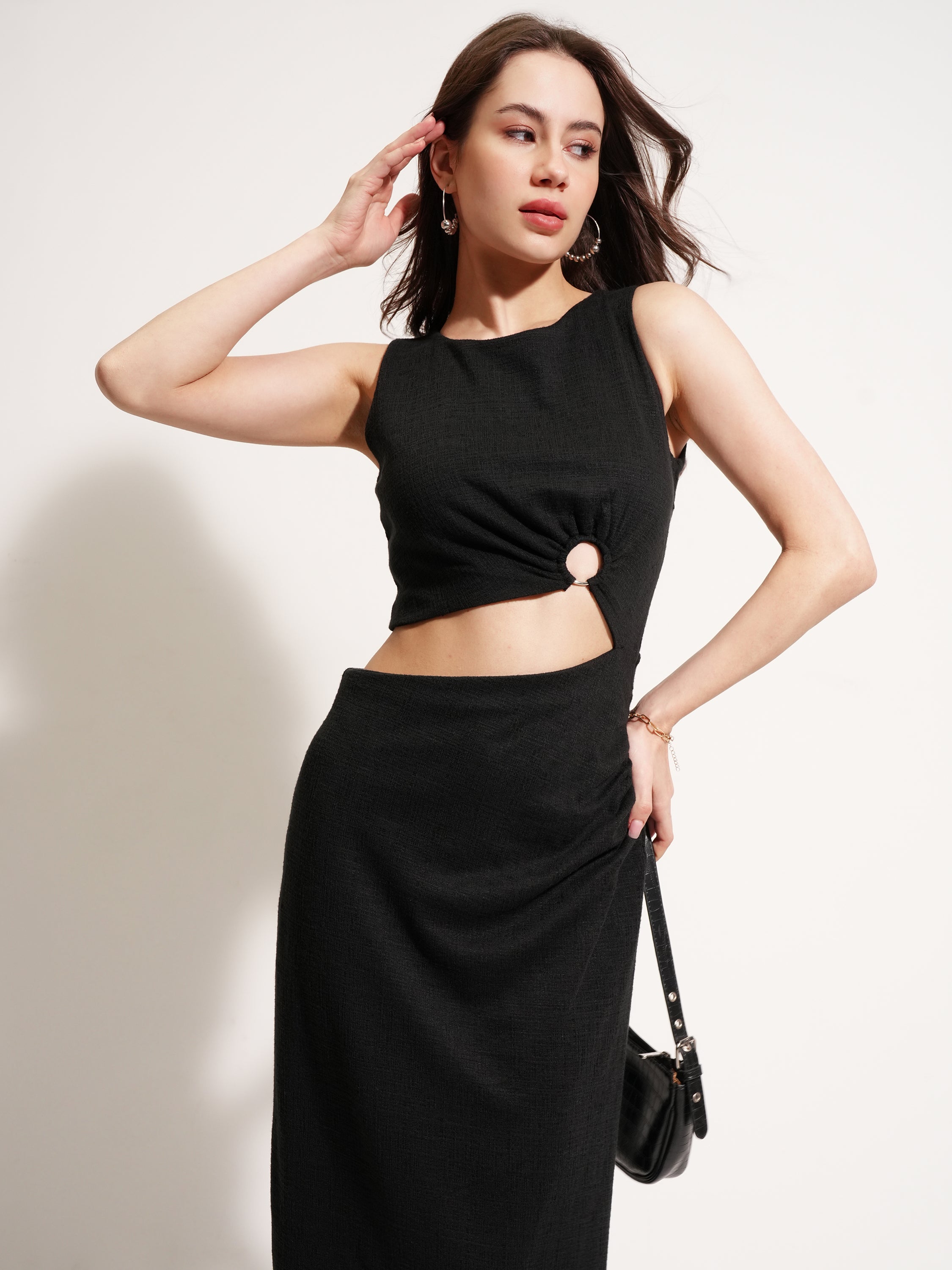 Tokyo Talkies Women Black Solid A-Line Dress - Black - Image 1