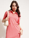 Tokyo Talkies Women Pink Solid Sheath Dress - Pink - Image 1