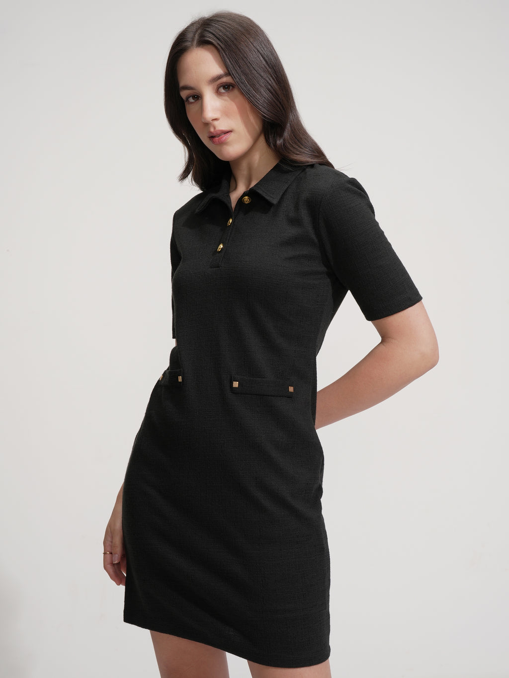 Tokyo Talkies Women Black Solid Sheath Dress - Black - Image 4