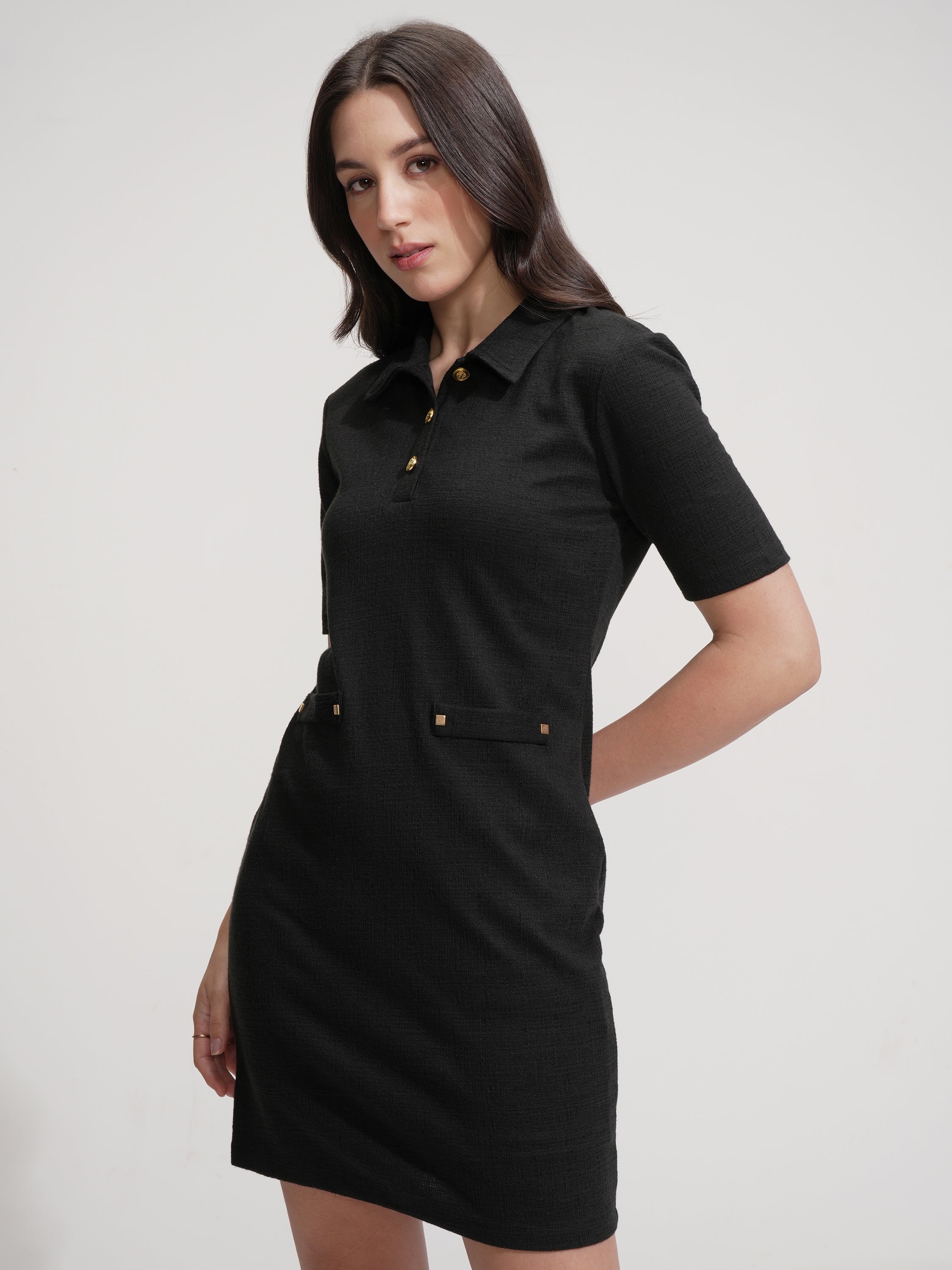 Tokyo Talkies Women Black Solid Sheath Dress - Black - Image 4