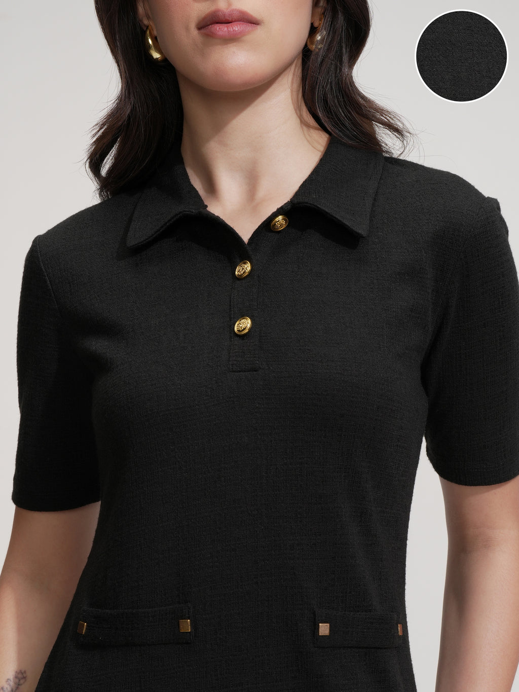 Tokyo Talkies Women Black Solid Sheath Dress - Black - Image 5