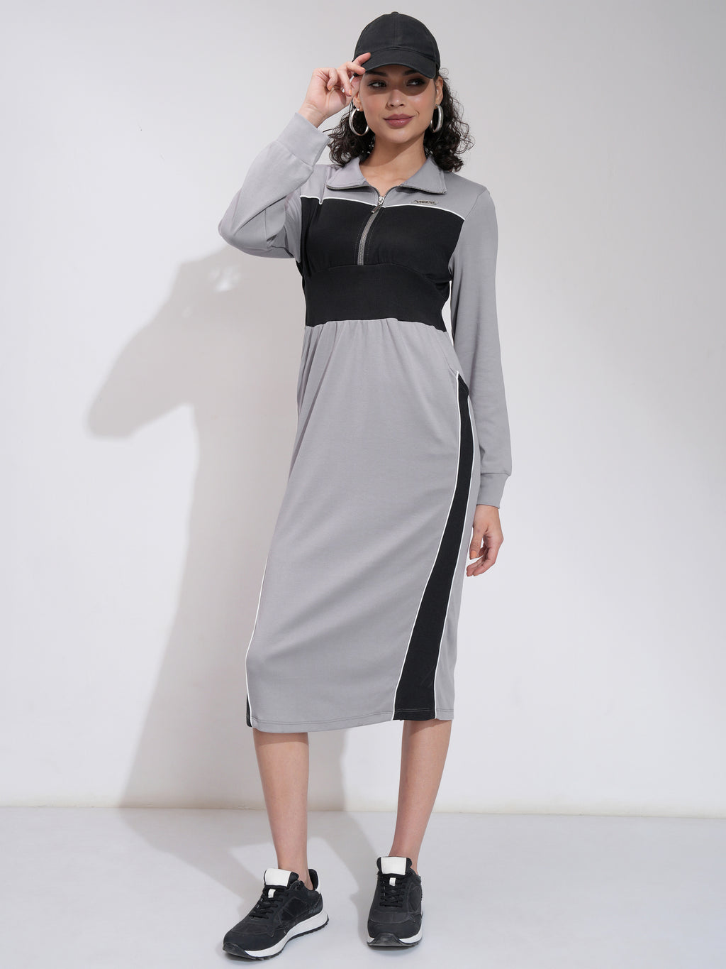 Tokyo Talkies Women Grey Solid Bodycon Dress - Grey - Image 1