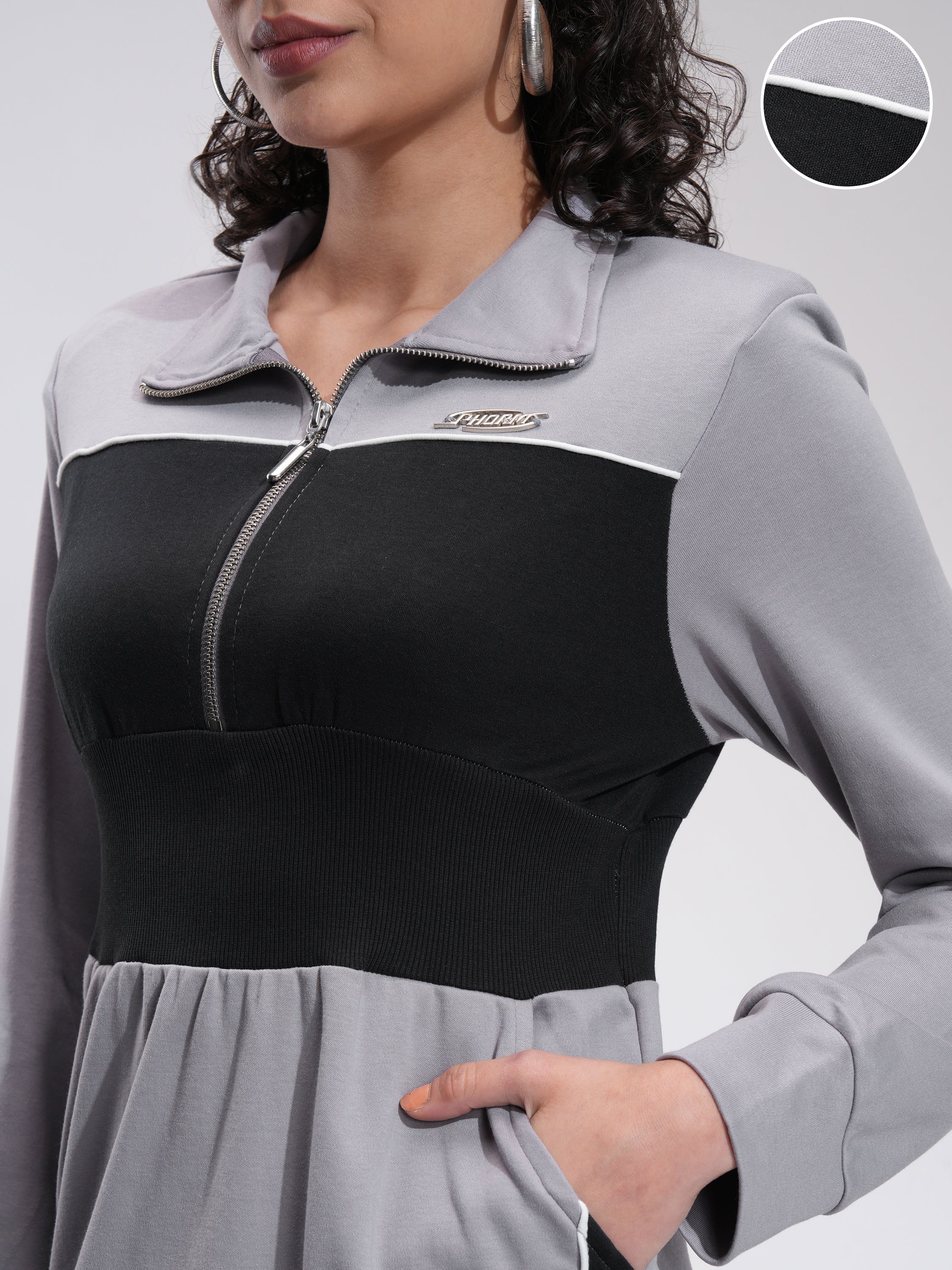 Tokyo Talkies Women Grey Solid Bodycon Dress - Grey - Image 5