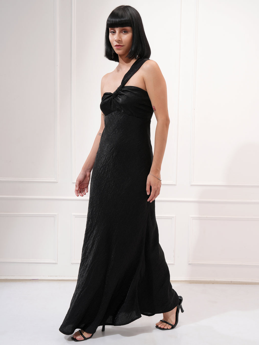 Tokyo Talkies Women Black Solid Maxi Dress - Black - Image 4