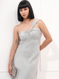 Tokyo Talkies Women Silver Solid Maxi Dress - Silver - Image 1