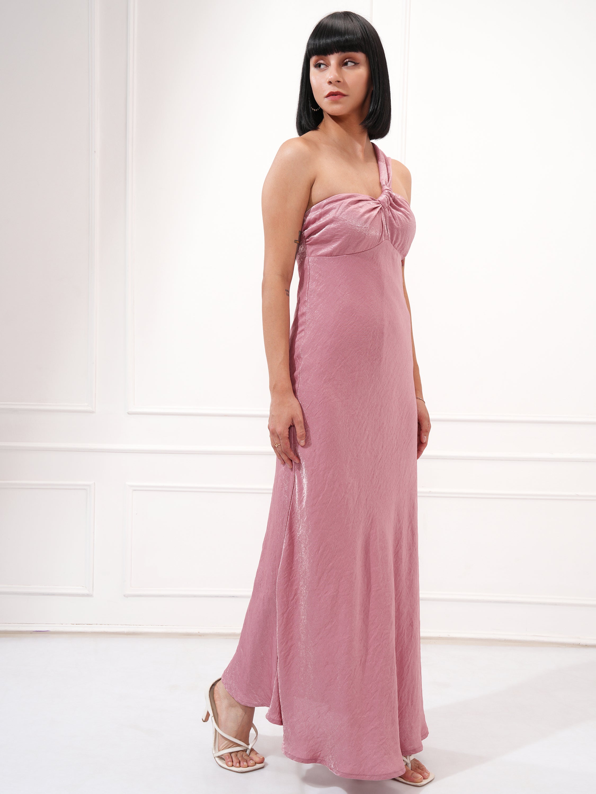 Tokyo Talkies Women Pink Solid Maxi Dress - Pink - Image 6