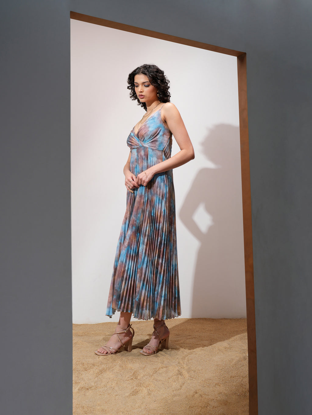 Tokyo Talkies Women Beige Printed Maxi Dress - Beige - Image 4