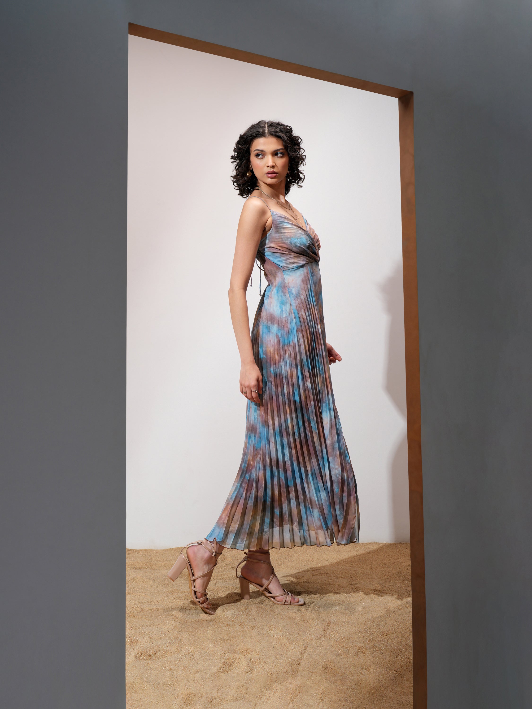 Tokyo Talkies Women Beige Printed Maxi Dress - Beige - Image 6