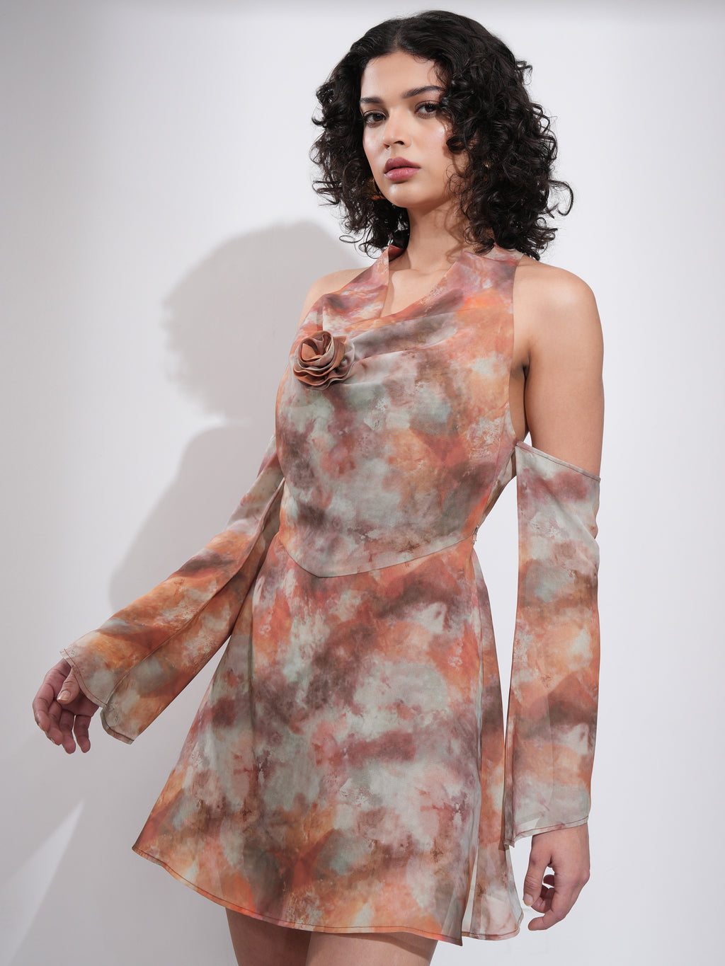 Tokyo Talkies Women Rust Printed A-Line Dress - Rust - Image 4