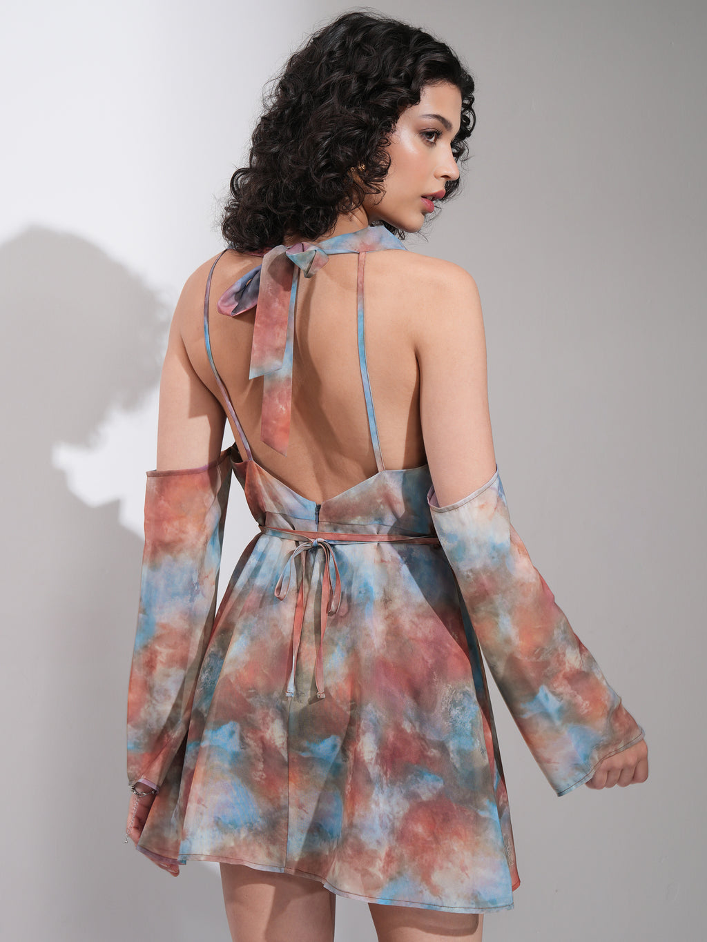 Tokyo Talkies Women Blue Printed A-Line Dress - Blue - Image 3