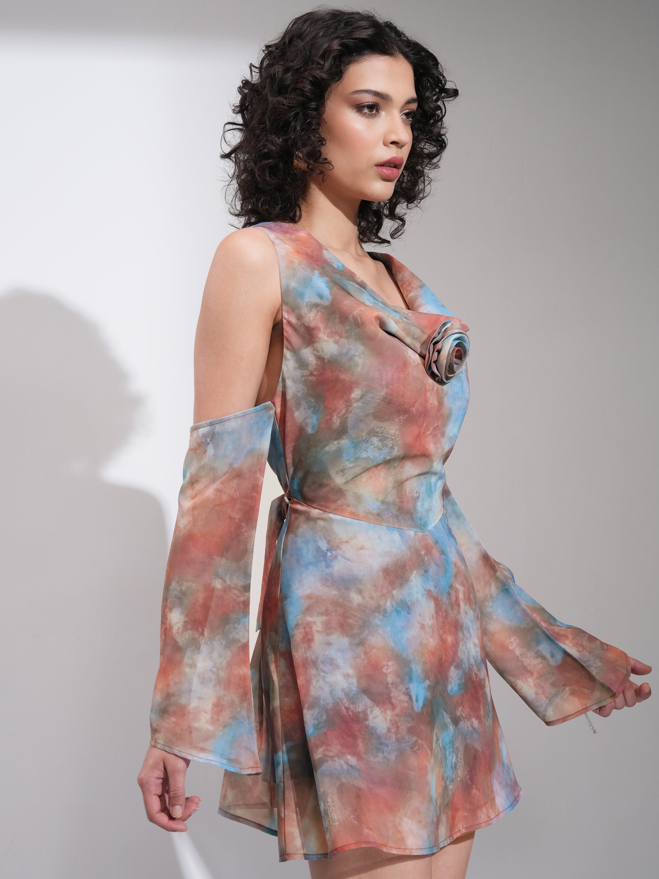 Tokyo Talkies Women Blue Printed A-Line Dress - Blue - Image 6