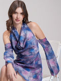 Tokyo Talkies Women Navy Blue Printed Fit and Flare Dress - Navy Blue - Image 1