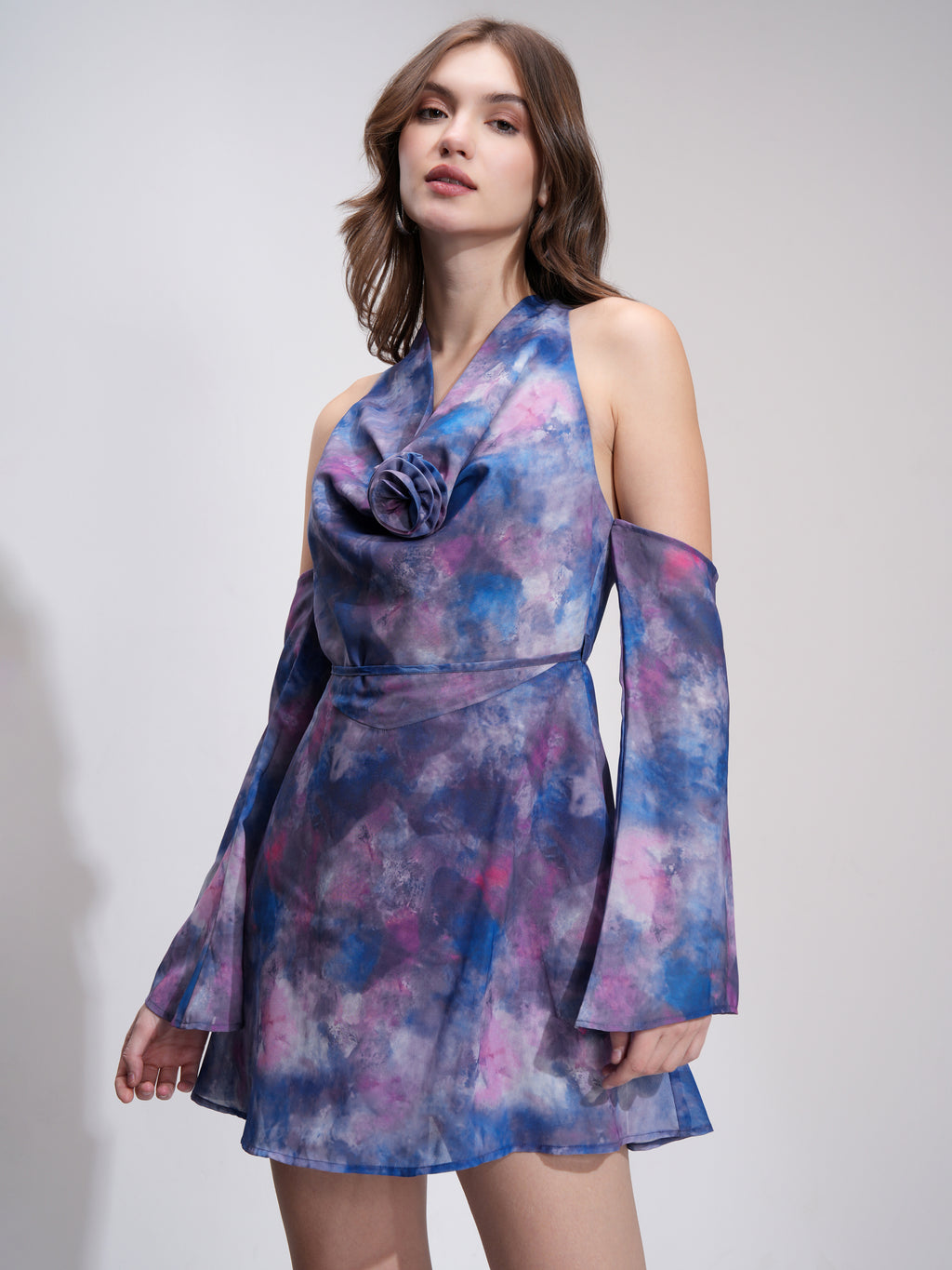 Tokyo Talkies Women Navy Blue Printed Fit and Flare Dress - Navy Blue - Image 4