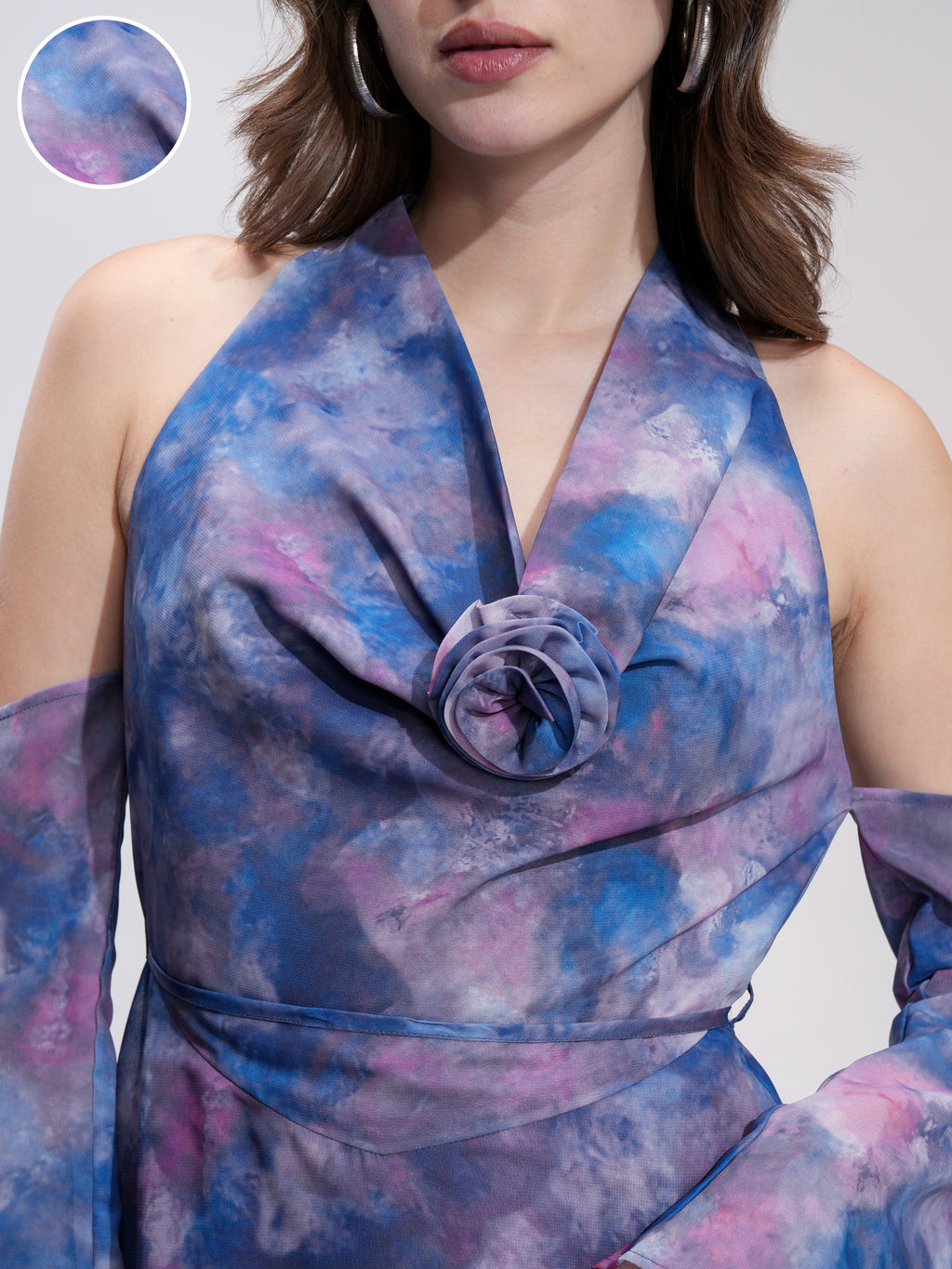 Tokyo Talkies Women Navy Blue Printed Fit and Flare Dress - Navy Blue - Image 5