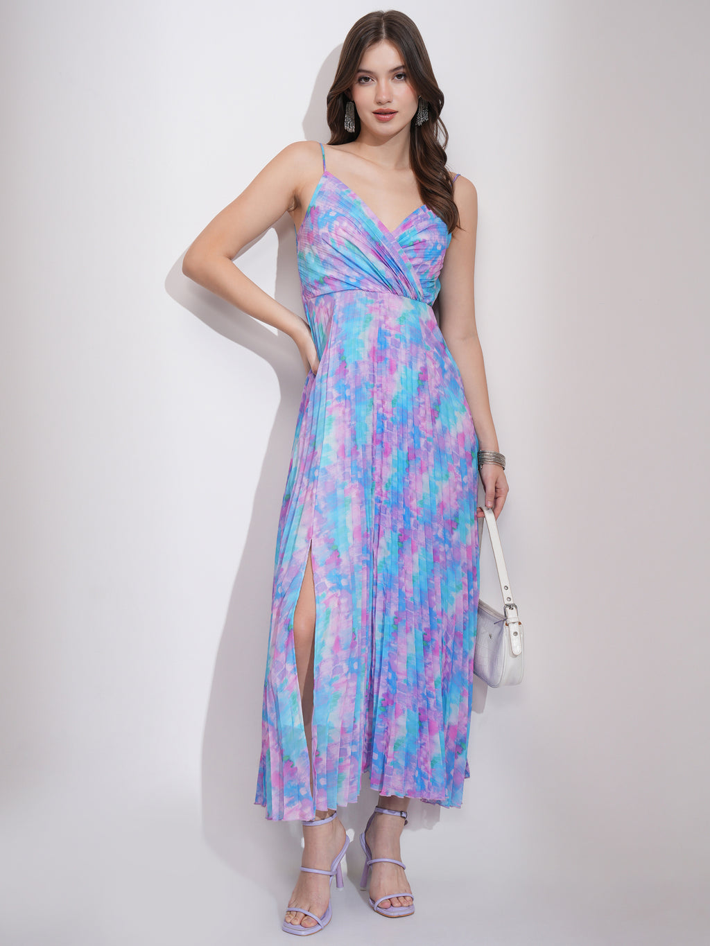 Tokyo Talkies Women Purple Printed Fit and Flare Dress - Purple - Image 2