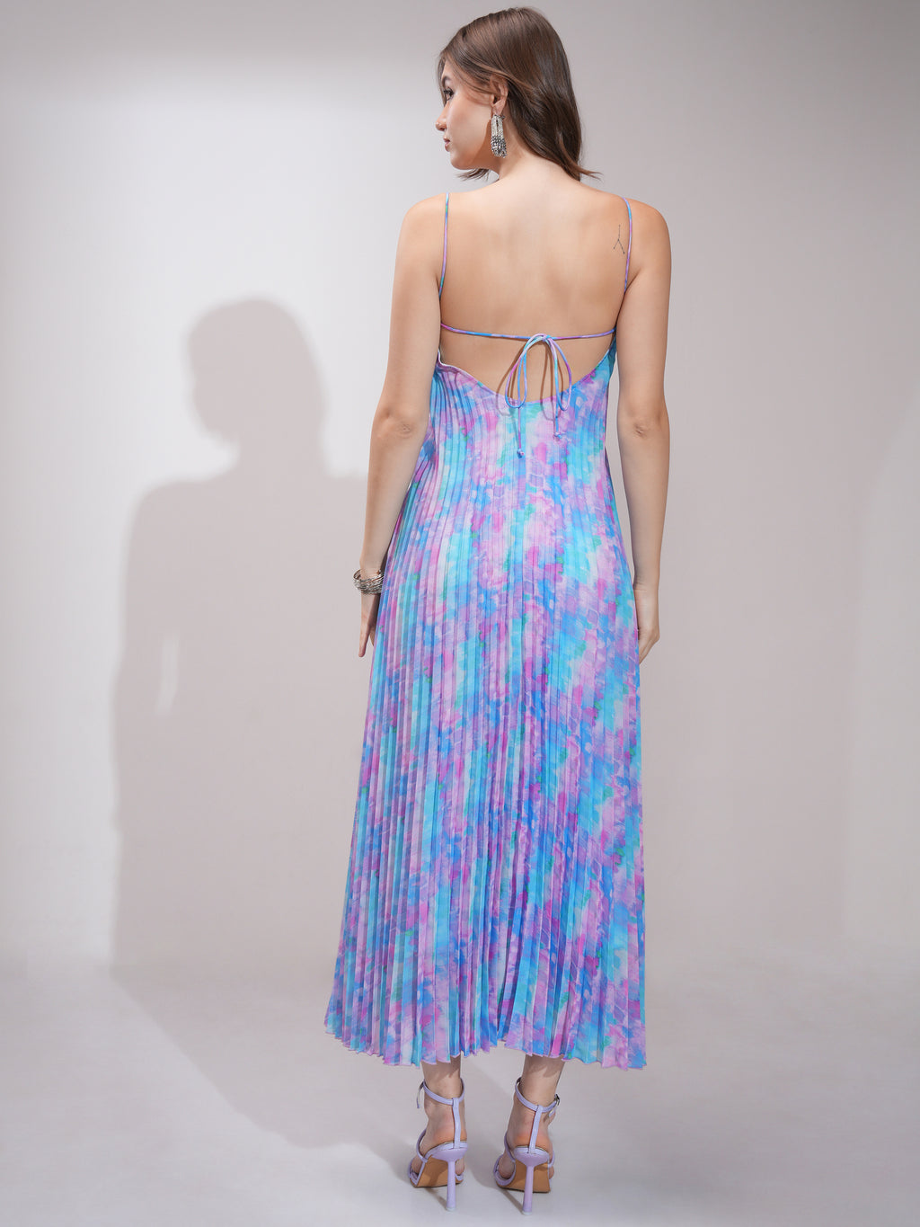 Tokyo Talkies Women Purple Printed Fit and Flare Dress - Purple - Image 3
