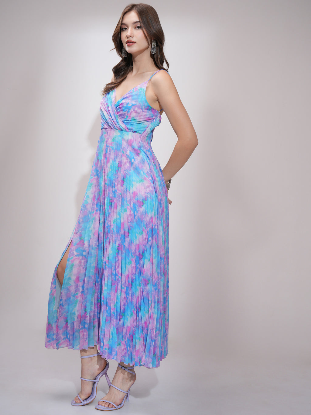 Tokyo Talkies Women Purple Printed Fit and Flare Dress - Purple - Image 4