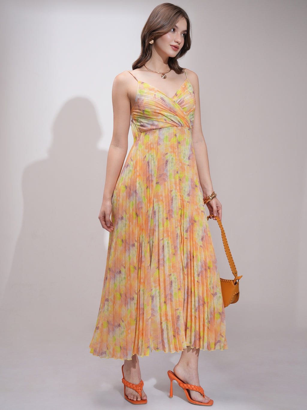 Tokyo Talkies Women Yellow Printed Fit and Flare Dress - Yellow - Image 6