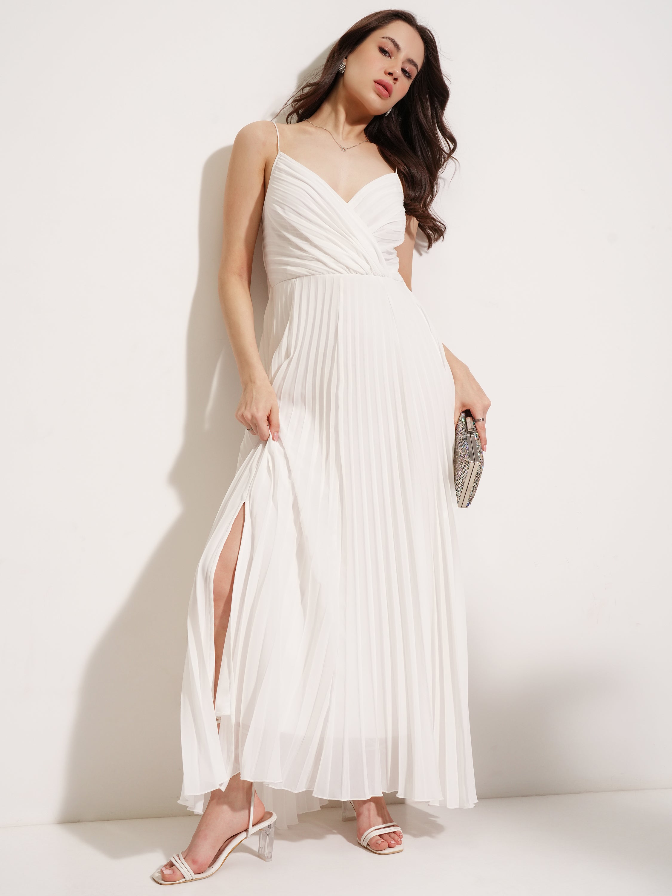 Tokyo Talkies Women White Solid Maxi Dress - White - Image 2