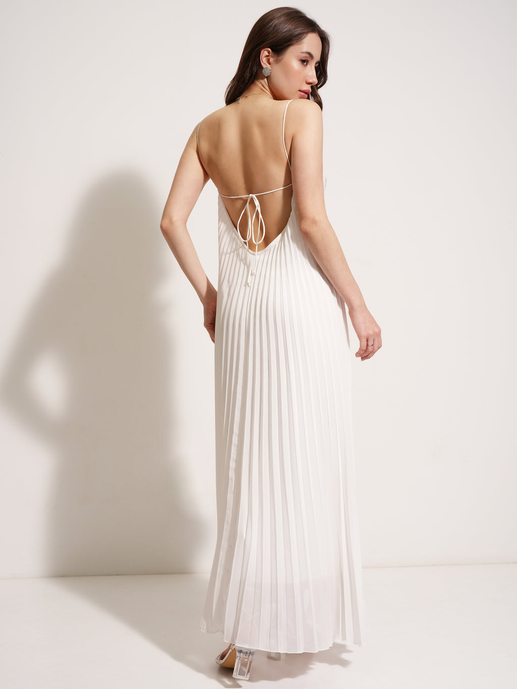 Tokyo Talkies Women White Solid Maxi Dress - White - Image 3