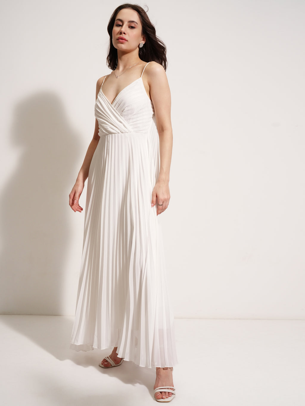 Tokyo Talkies Women White Solid Maxi Dress - White - Image 4