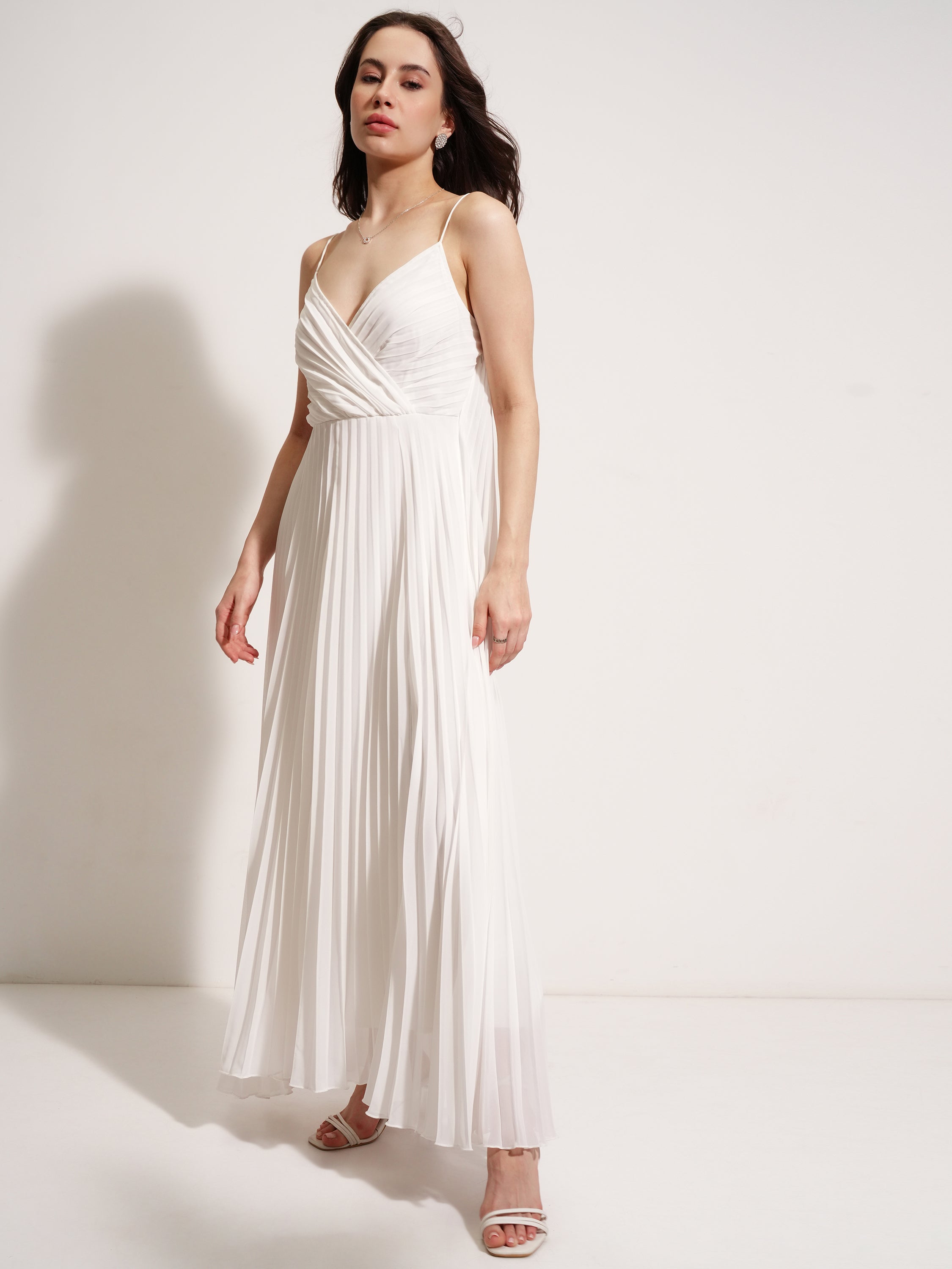 Tokyo Talkies Women White Solid Maxi Dress - White - Image 4