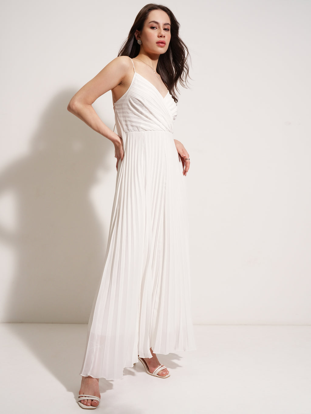 Tokyo Talkies Women White Solid Maxi Dress - White - Image 6