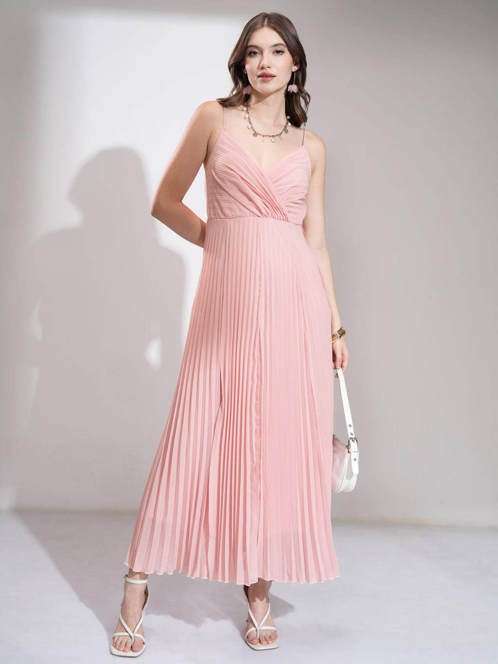 Tokyo Talkies Women Pink Solid Fit and Flare Dress - Pink - Image 2