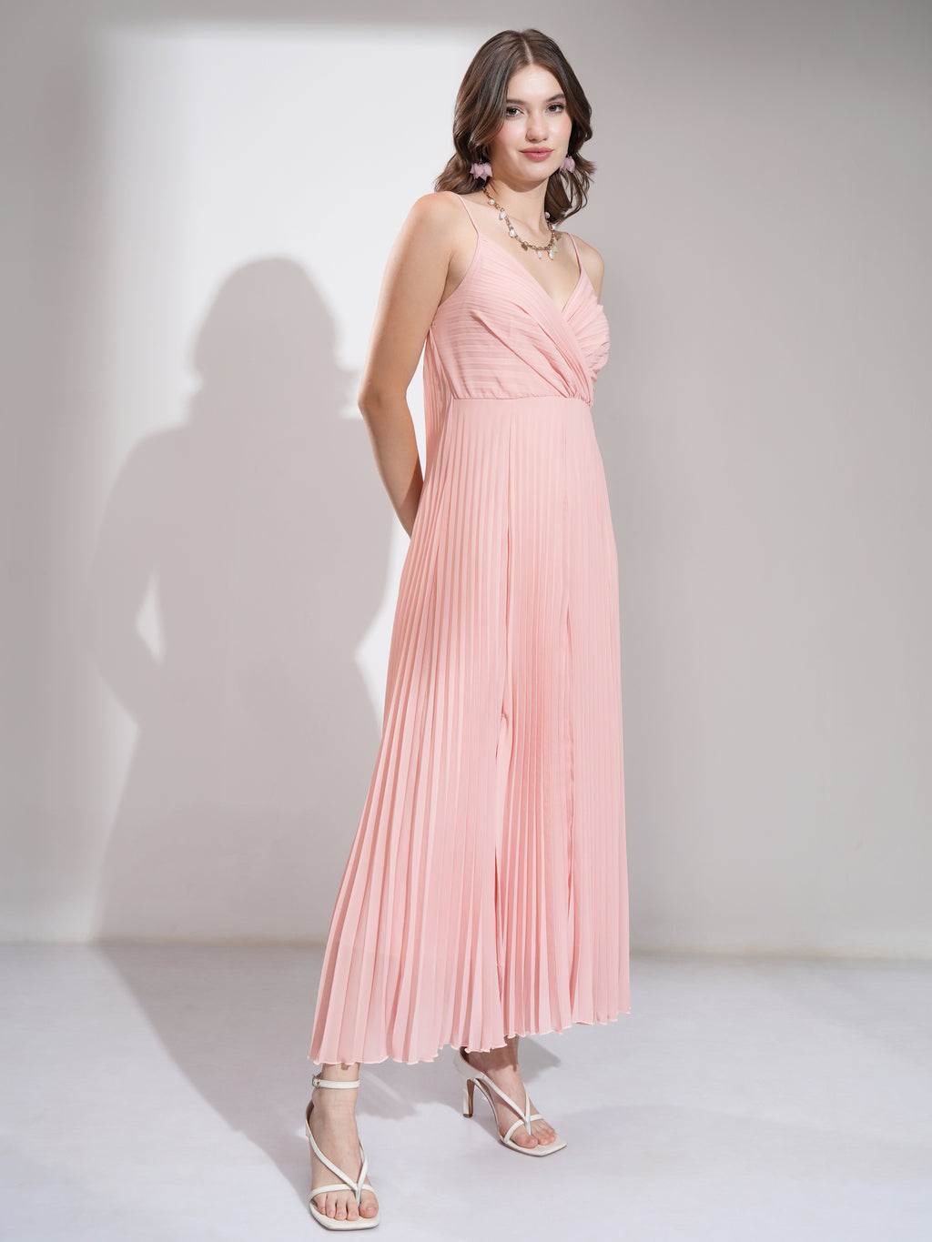 Tokyo Talkies Women Pink Solid Fit and Flare Dress - Pink - Image 6
