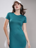 Tokyo Talkies Women Teal Solid Bodycon Dress - Teal - Image 1