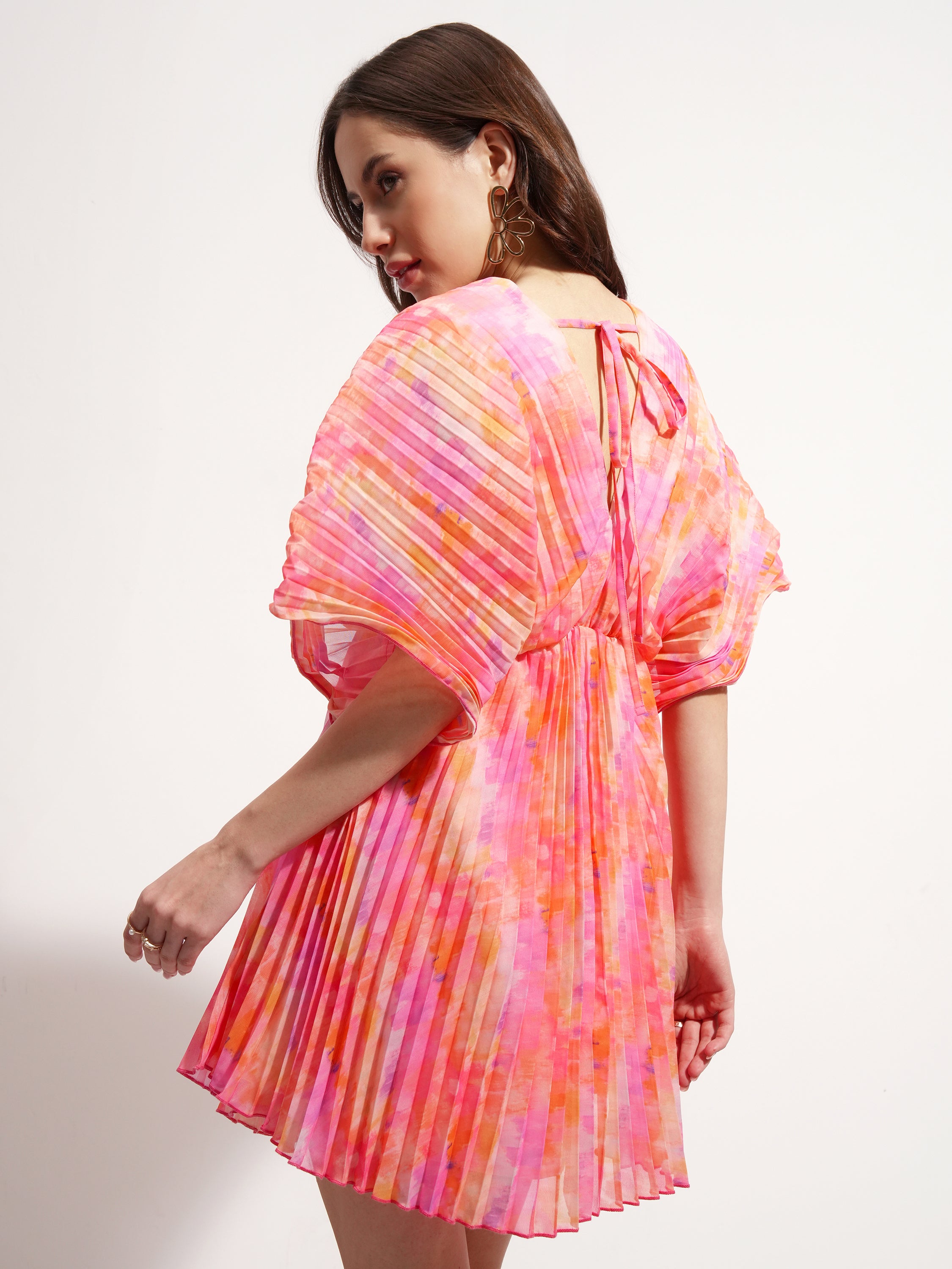 Tokyo Talkies Women Pink Printed Fit And Flare Dress - Pink - Image 3