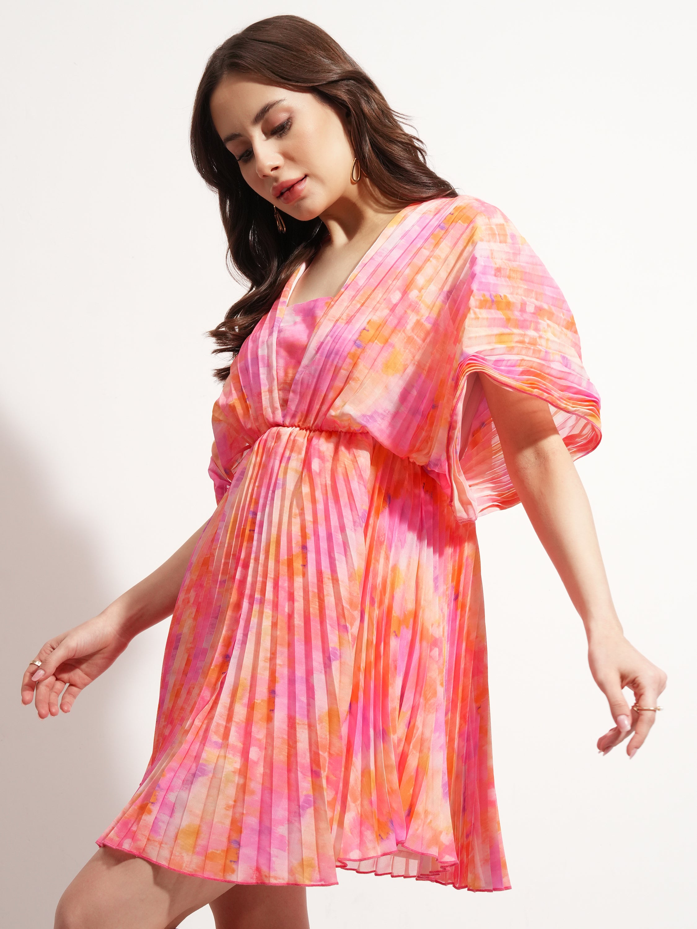 Tokyo Talkies Women Pink Printed Fit And Flare Dress - Pink - Image 4