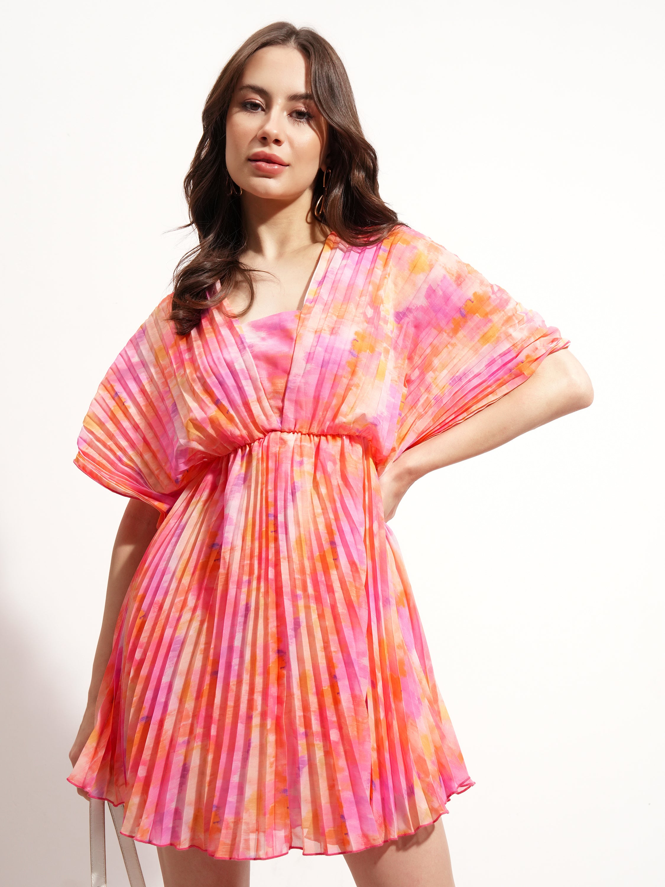 Tokyo Talkies Women Pink Printed Fit And Flare Dress - Pink - Image 6