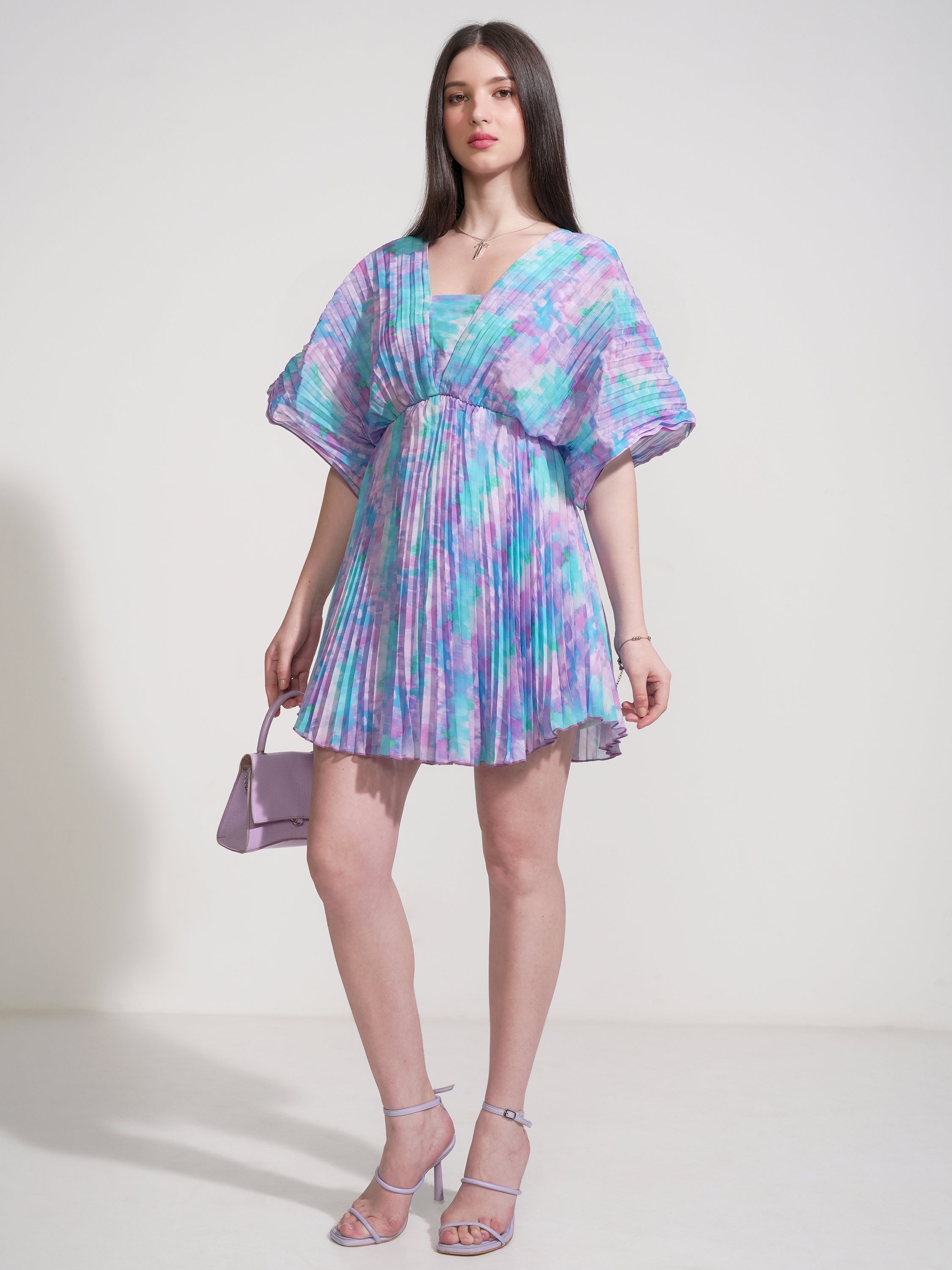 Tokyo Talkies Women Purple Printed Fit And Flare Dress - Purple - Image 2