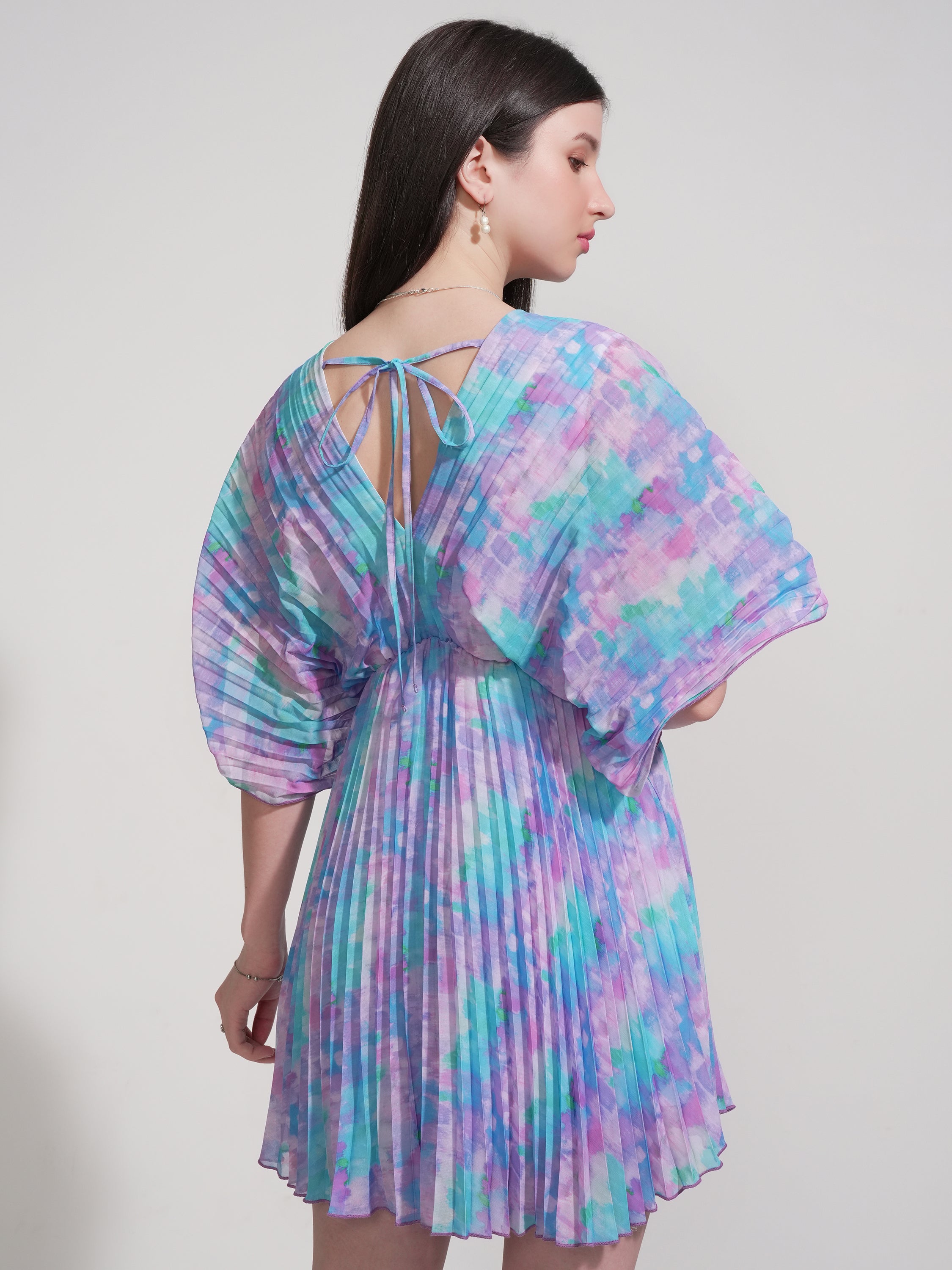 Tokyo Talkies Women Purple Printed Fit And Flare Dress - Purple - Image 3