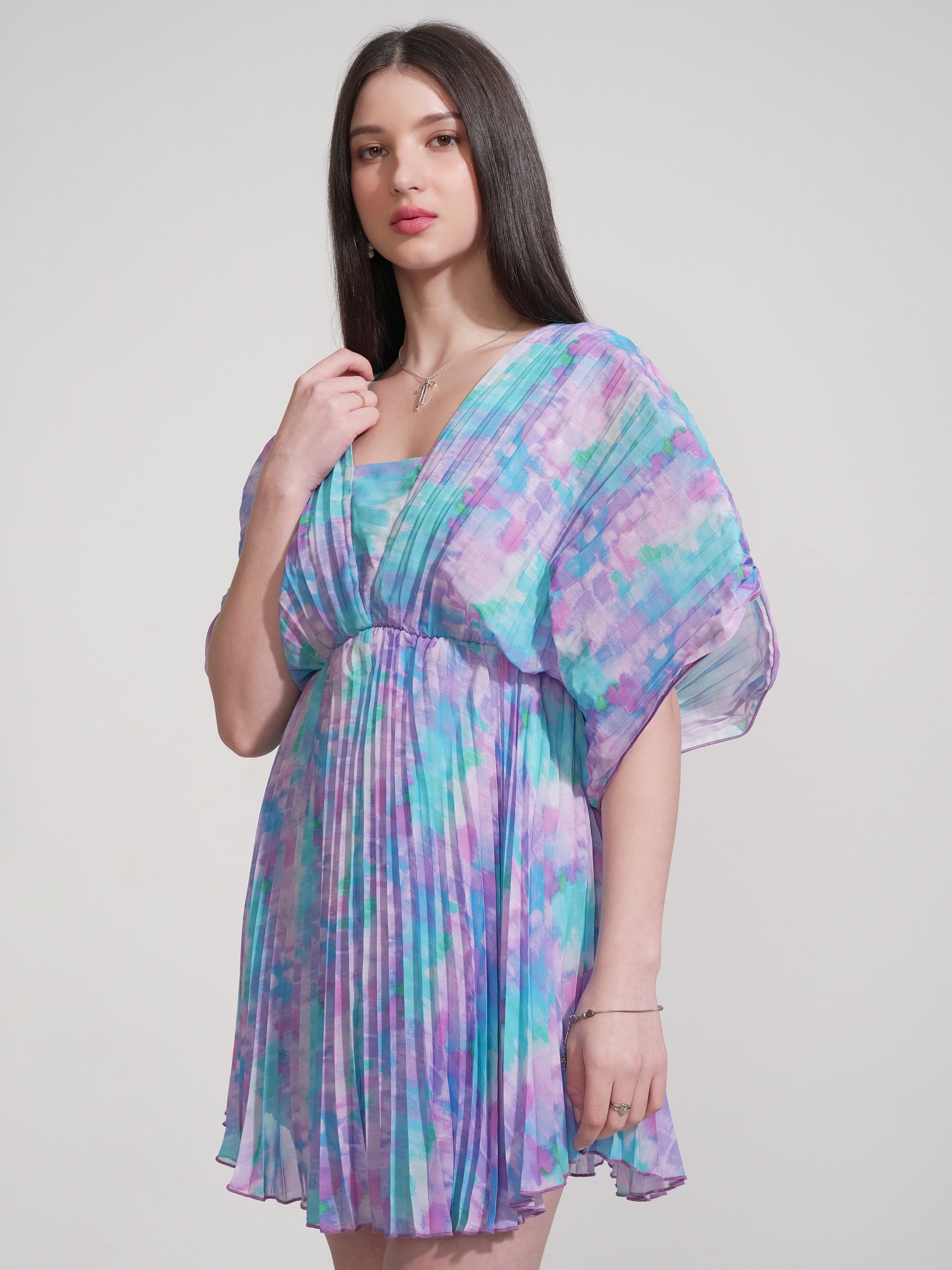 Tokyo Talkies Women Purple Printed Fit And Flare Dress - Purple - Image 4