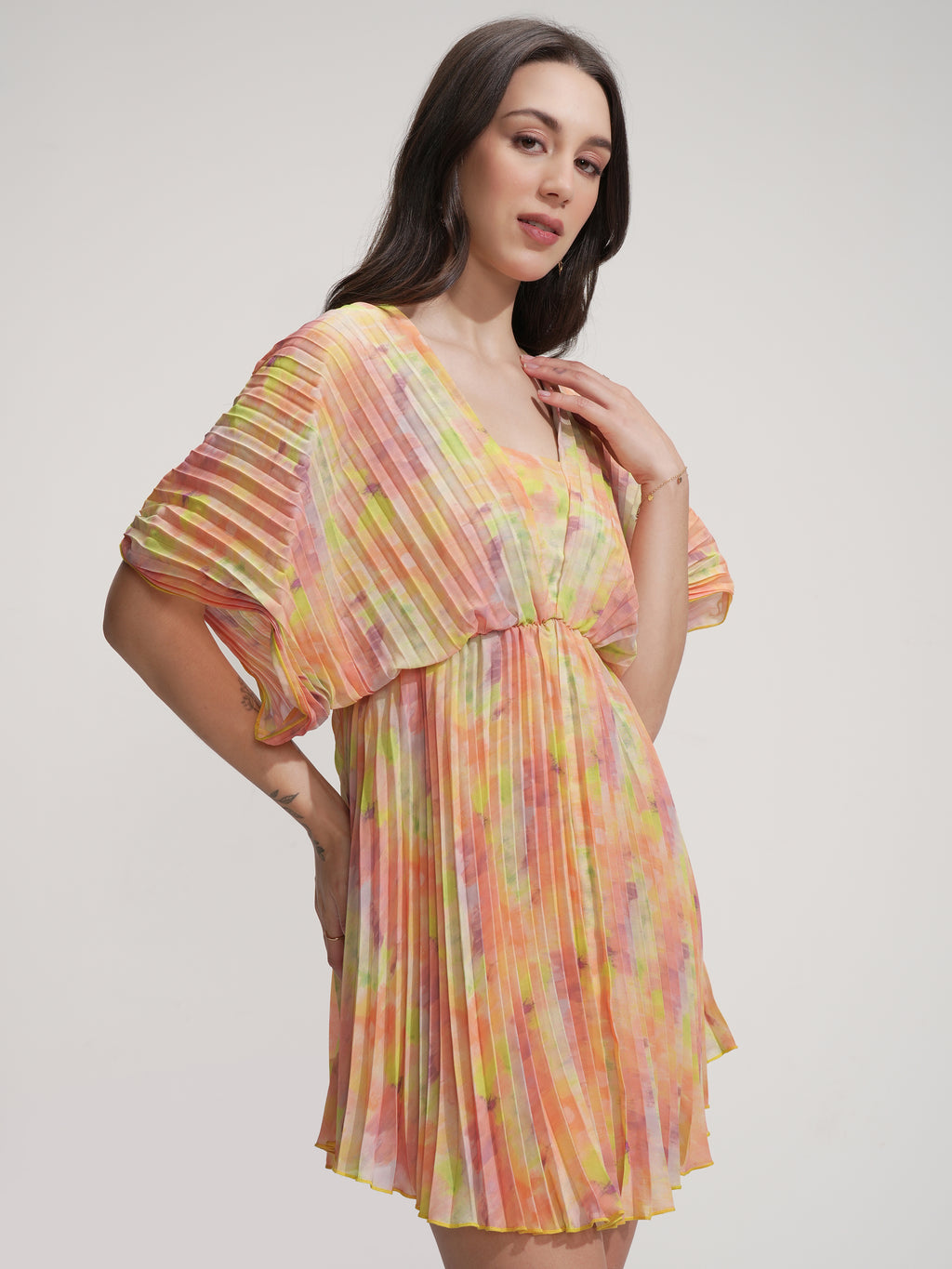 Tokyo Talkies Women Yellow Printed Fit And Flare Dress - Yellow - Image 6