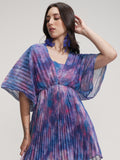 Tokyo Talkies Women Blue Printed Fit And Flare Dress - Blue - Image 1